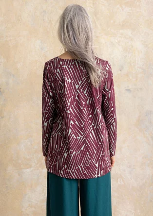 Gemustertes Shirt „Timmer“ aus Bio-Baumwolle/Modal - aubergine