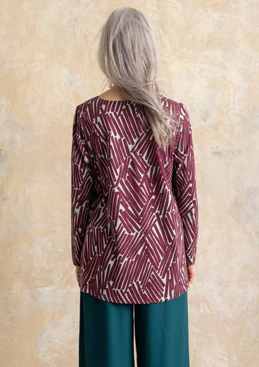 Gemustertes Shirt „Timmer“ aus Bio-Baumwolle/Modal - aubergine