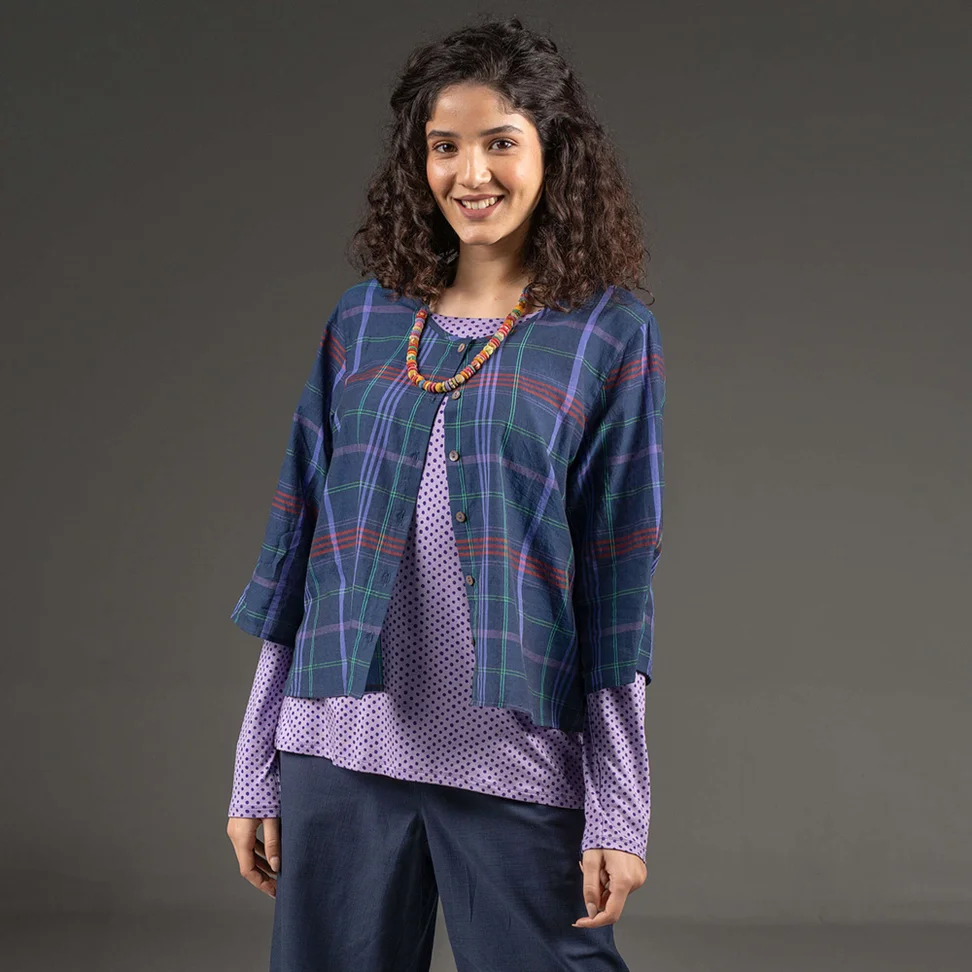 “Kate” woven organic cotton blouse - ink blue