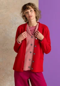 Knitted blazer crafted from felted organic wool - amaryllis