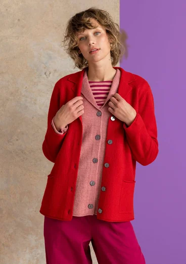 Knitted blazer crafted from felted organic wool - amaryllis