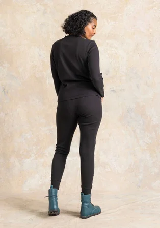Jerseyleggings aus Bio-Baumwollripp - schwarz