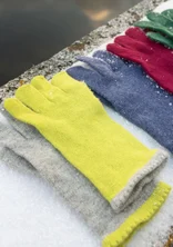 Fingerhandschuhe aus Wolle - limettengrün