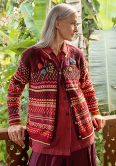 Gilet "Louise" en laine mélangée - aubergine