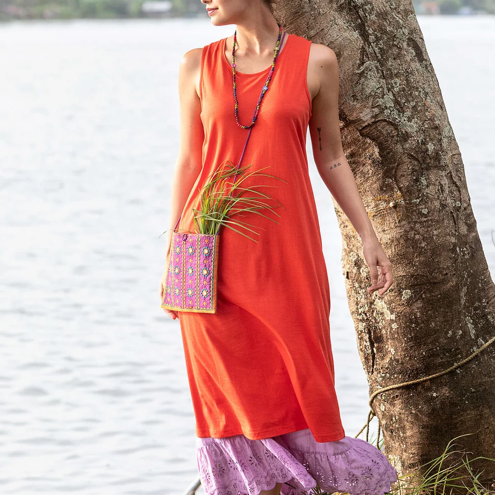 Trikoomekko "Shikara" ekopuuvillaa/modaalia - kirkkaanpunainen