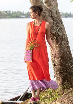 “Shikara” organic cotton/modal jersey-fabric dress - bright red