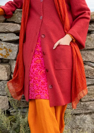 Coatigan in felted organic wool - rosewood