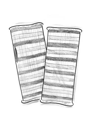 “Vega” fingerless gloves in recycled wool/lambswool - black/striped