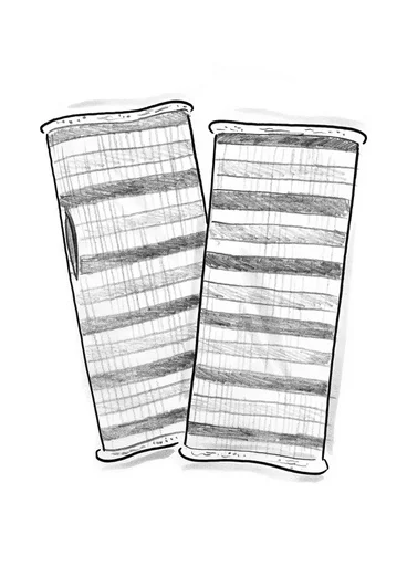 “Vega” fingerless gloves in recycled wool/lambswool - black/striped