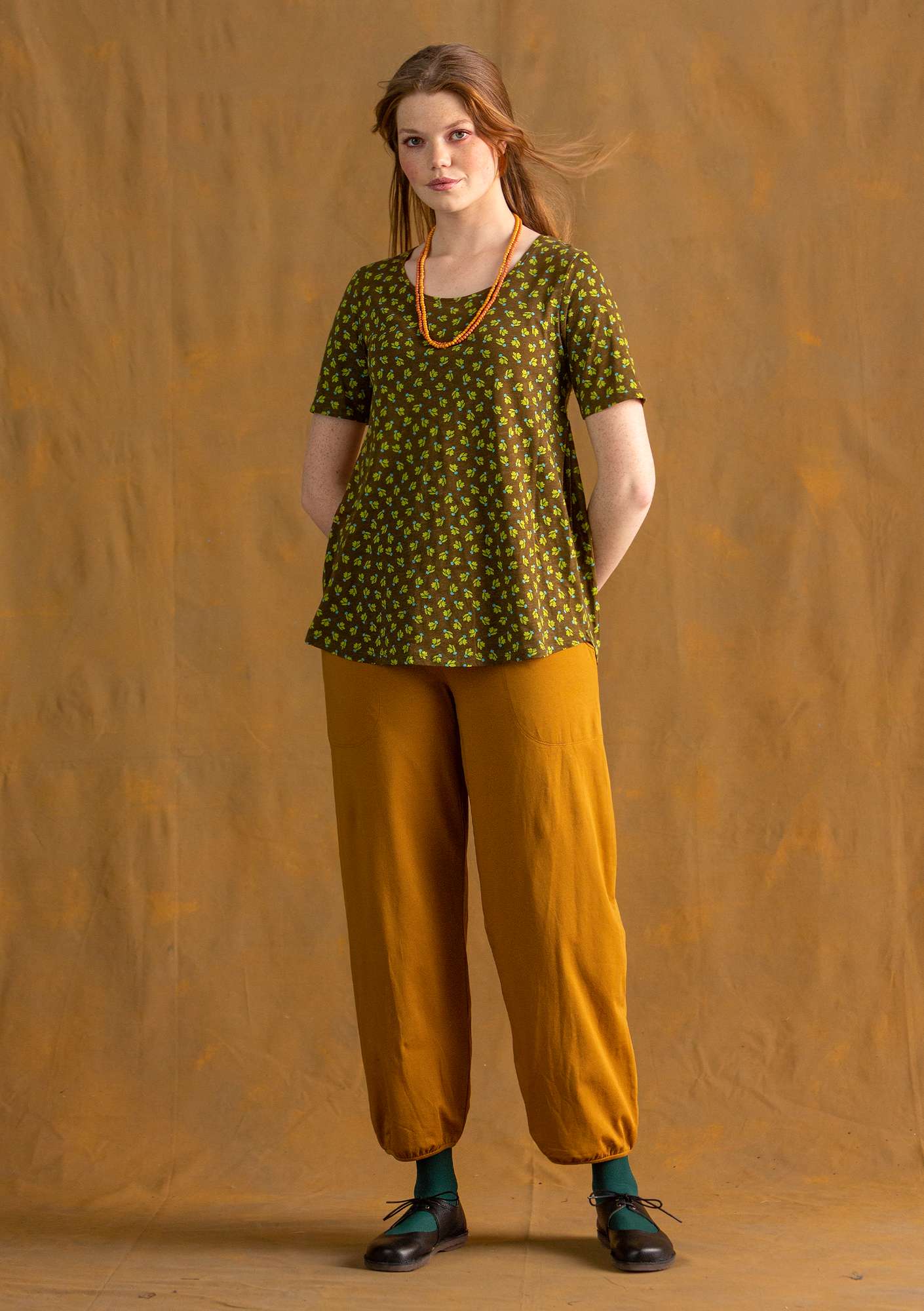 Organic cotton/elastane jersey trousers curry thumbnail