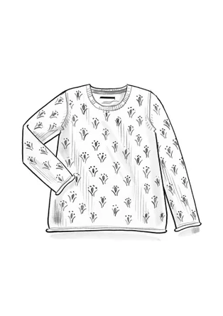 “Tove” organic/recycled cotton favourite sweater - dark natural melange/patterned