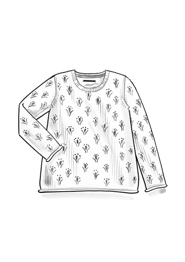 “Tove” organic/recycled cotton favourite sweater - dark natural melange/patterned