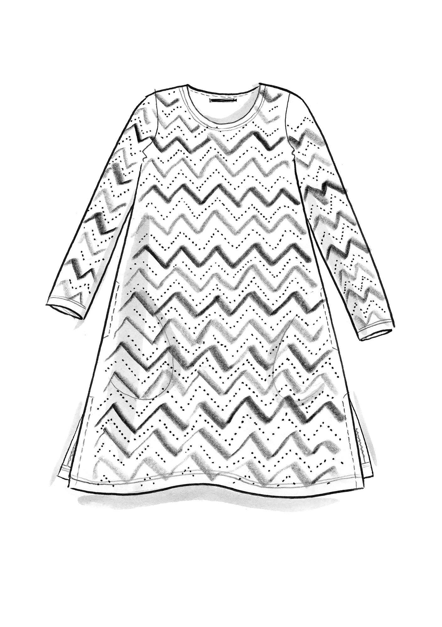 Tunique  Zigzag  en jersey de coton biologique/modal noir