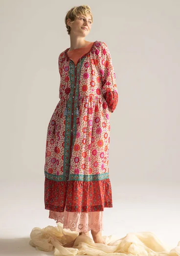“Suzani” woven dress in organic cotton - pale powder pink