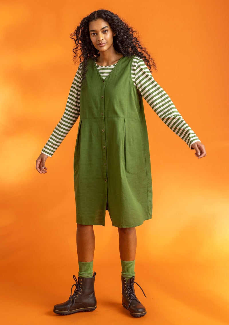 Organic cotton striped essential sweater grass green/ecru
