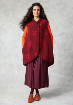 Gilet sans manches croisé "Marabel" en mélange de laine recyclée - aubergine