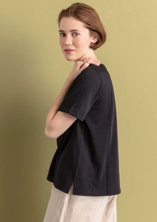 Jerseybluse "Juliet" i økologisk bomuld/modal - sort