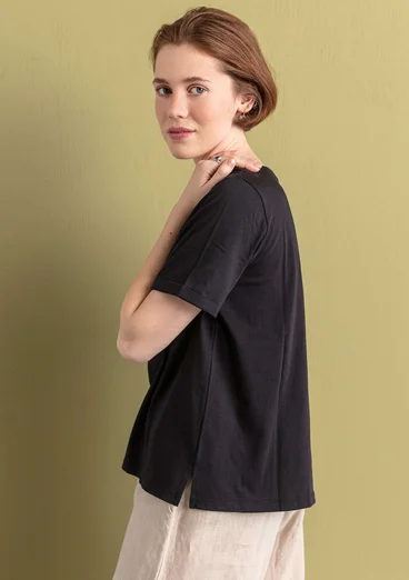 Jerseybluse "Juliet" i økologisk bomuld/modal - sort