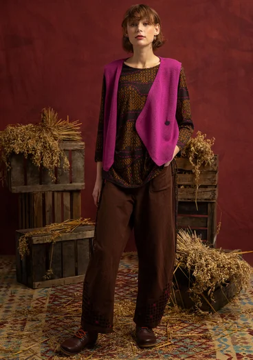 “Fields” embroidered organic cotton trousers - dark chokolate