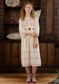 “Twinkle” nightgown in organic cotton - light ecru