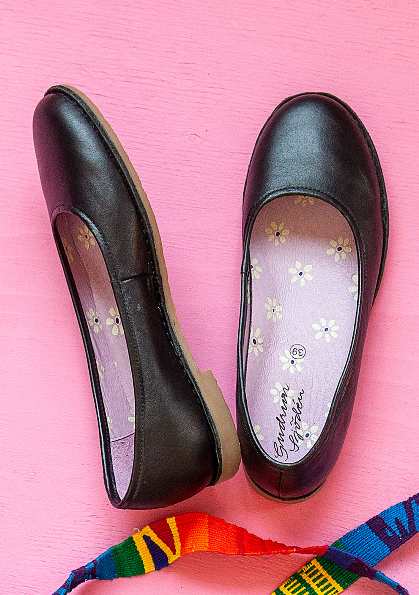 “Ester” nappa ballerina shoes black