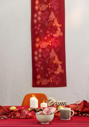 Tafelloper "Alaska Forest" van biologisch katoen - klaproos