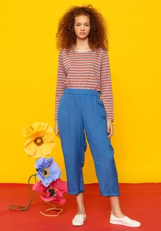 Pantalon tissé « Margit » en lin/modal - bleu arctique