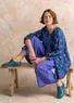 Künstlerbluse „Amber“ aus Leinen (indigo-gemustert S)