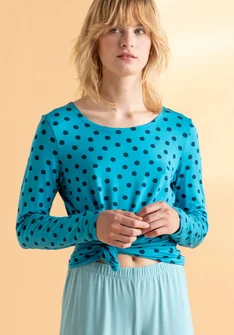 Top ”Pearl” en jersey de lyocell/élasthanne - bleu lagon/motif
