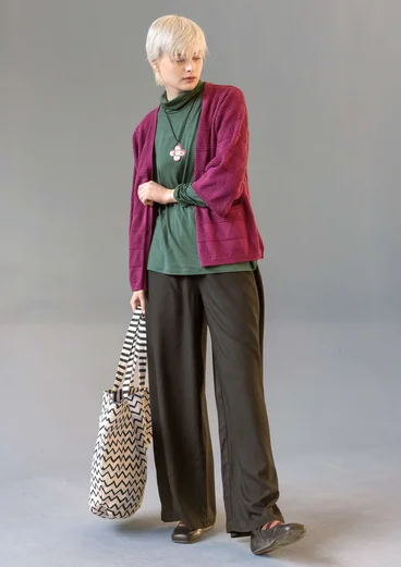 Airy trousers in solid-colour viscose/linen - black