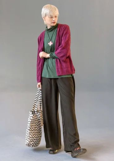 Airy trousers in solid-colour viscose/linen - black