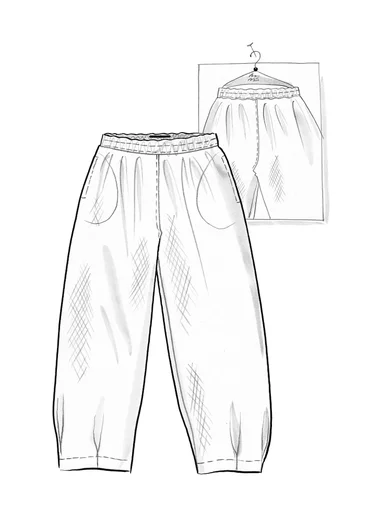 Pantalon tissé ”Vendela” en coton biologique - noir/motif