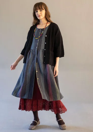 Organic cotton textured-knit cardigan - black
