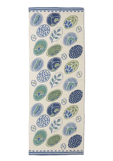“Nest” hallway runner in organic cotton - flax blue