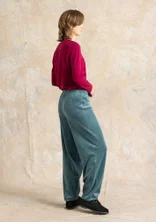 Ensfarget velurbukse i økologisk bomull / resirkulert polyester - tea tree