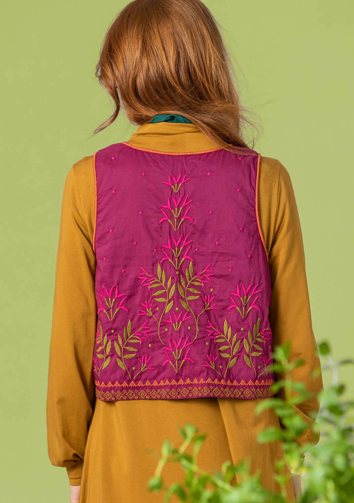 “Kryddmynta” vest in organic cotton pink orchid thumbnail