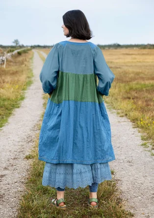 "Desert" woven organic cotton dress - green indigo