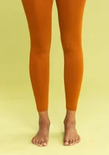 Einfarbige Leggings aus Recycling-Polyamid - pekannuss