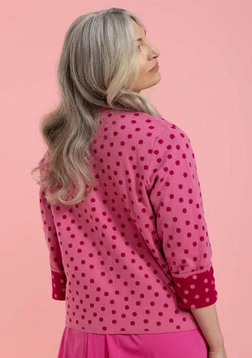 Dotted cardigan in organic cotton - peony