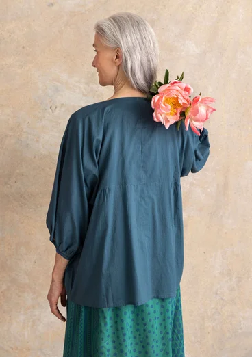 “Tindra” woven organic cotton blouse - indigo green