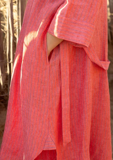 “Bifrost” woven linen shirt dress - light coral