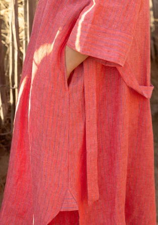 “Bifrost” woven linen shirt dress - light coral