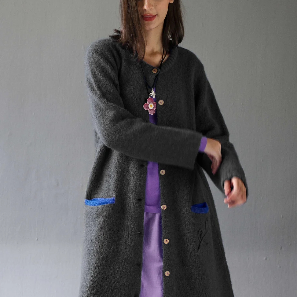 Lang vest "Tulipe" van alpacamix - donker asgrijs