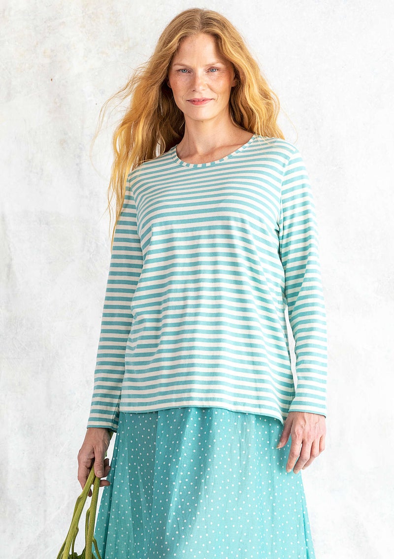Essential striped sweater in organic cotton meadow brook/unbleached