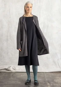 Langstrickjacke aus Lammwollmischung - aschgrau-melange