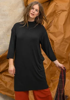 Geblümtes oder einfarbiges Jerseykleid „Hillevi“ aus Lyocell/Elasthan - schwarz