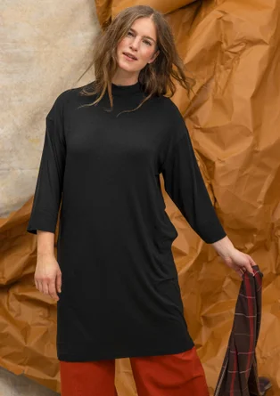 Geblümtes oder einfarbiges Jerseykleid „Hillevi“ aus Lyocell/Elasthan - schwarz
