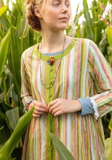 “Furilden” woven organic cotton dress - asparagus