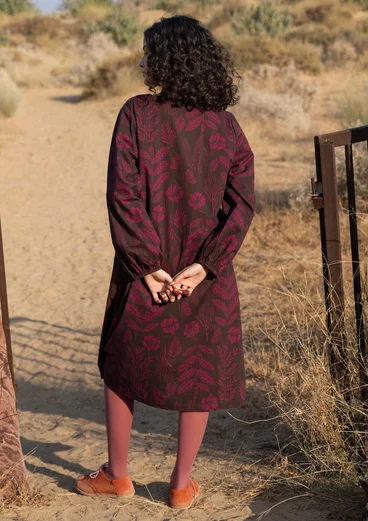 Robe "Seaweed" en coton biologique tissé - aubergine foncé