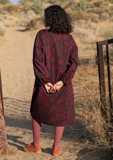 Robe "Seaweed" en coton biologique tissé - aubergine foncé
